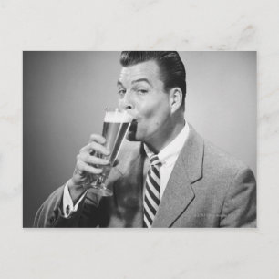 Businessman Drinking Beer Postcard