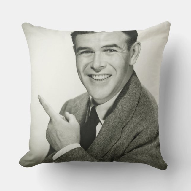 Businessman Pointing Cushion (Front)