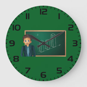 Businessman Presenting Growth Bar Chart Large Clock