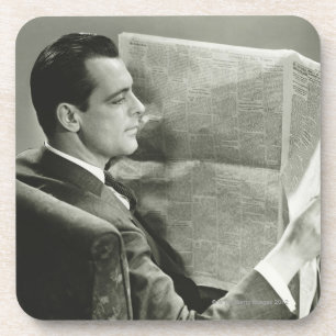 Businessman Reading the Newspaper Coaster