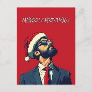 Businessman Red Christmas Celebration Postcard
