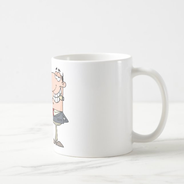 Businessman Shows Big Dollar Coffee Mug (Right)