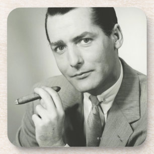 Businessman Smoking Cigar Coaster