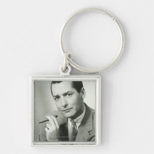 Businessman Smoking Cigar Key Ring