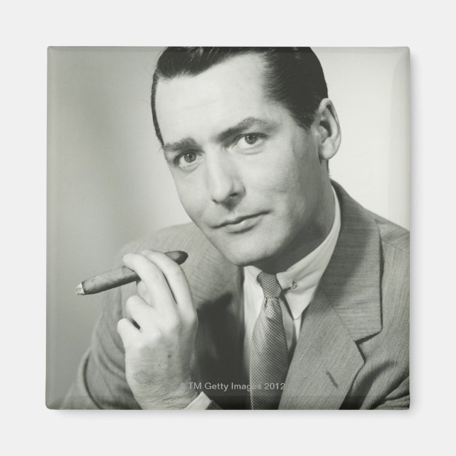 Businessman Smoking Cigar Magnet (Front)