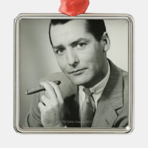 Businessman Smoking Cigar Metal Tree Decoration