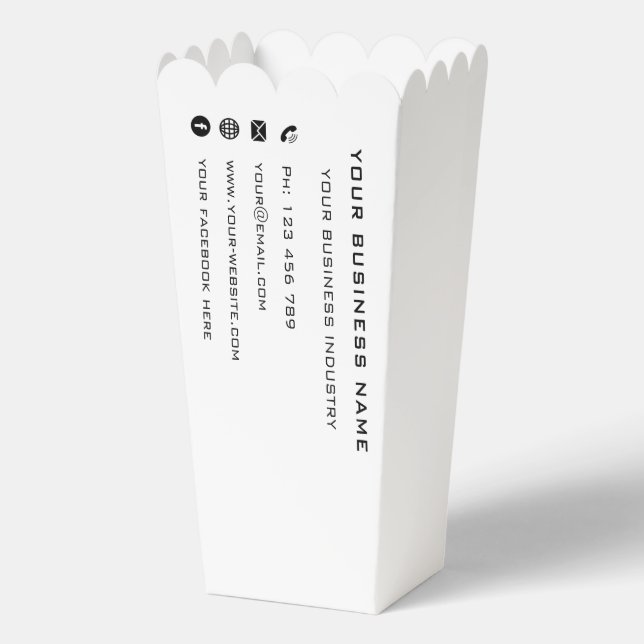 BusinessName Info Company Promotional Popcorn Box (Front)