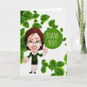 Businesswoman Caricature Customer Appreciation Thank You Card