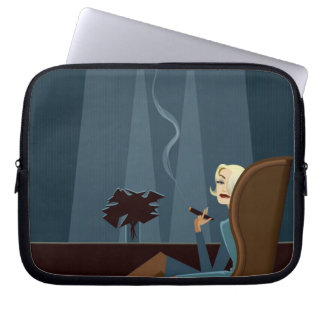 Businesswoman Smoking Cigar Laptop Sleeve