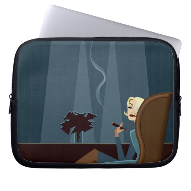 Businesswoman Smoking Cigar Laptop Sleeve (Front)