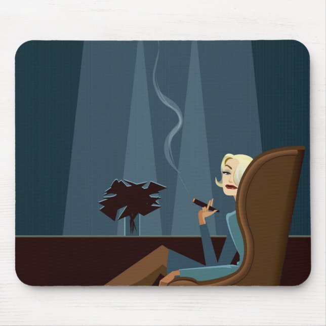 Businesswoman Smoking Cigar Mouse Pad (Front)