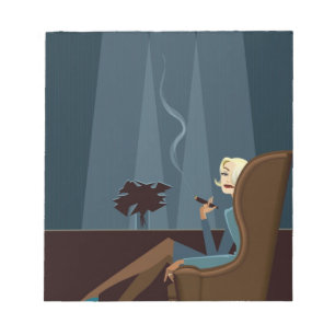 Businesswoman Smoking Cigar Notepad