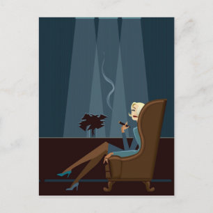 Businesswoman Smoking Cigar Postcard