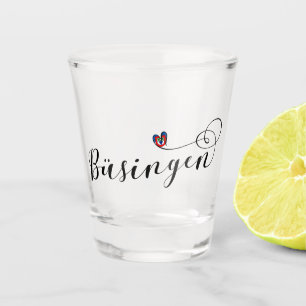 Büsingen Flag Heart, Büsingen am Hochrhein Shot Glass