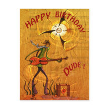 Busker Birthday postcard