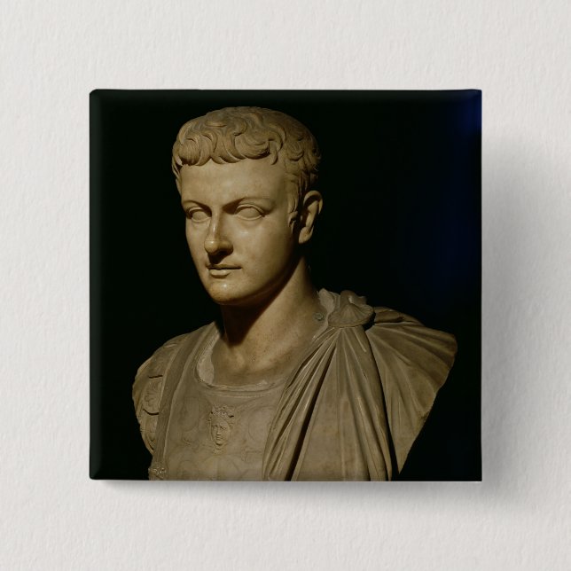 Bust of Caligula 15 Cm Square Badge (Front)