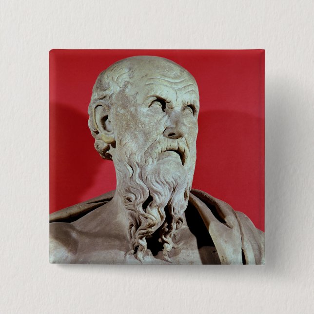 Bust of Hesiod 15 Cm Square Badge (Front)