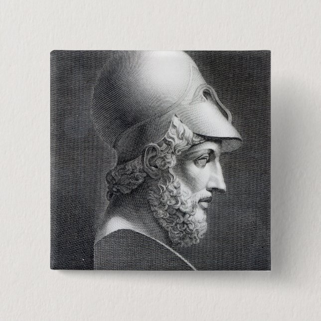 Bust of Pericles, engraved by Giuseppe Cozzi 15 Cm Square Badge (Front)