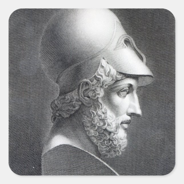 Bust of Pericles, engraved by Giuseppe Cozzi Square Sticker (Front)