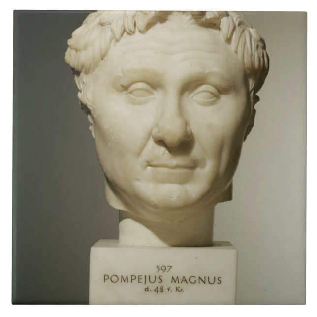 Bust of Pompey (106-48 BC) c.60 BC (marble) Tile (Front)