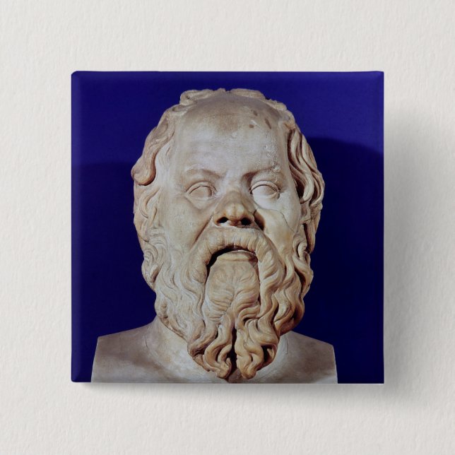 Bust of Socrates 15 Cm Square Badge (Front)
