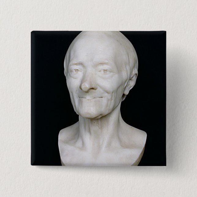 Bust of Voltaire  without his wig, 1778 15 Cm Square Badge (Front)