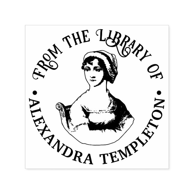 Bust of Writer Jane Austen Library Book Name Self-inking Stamp (Design)