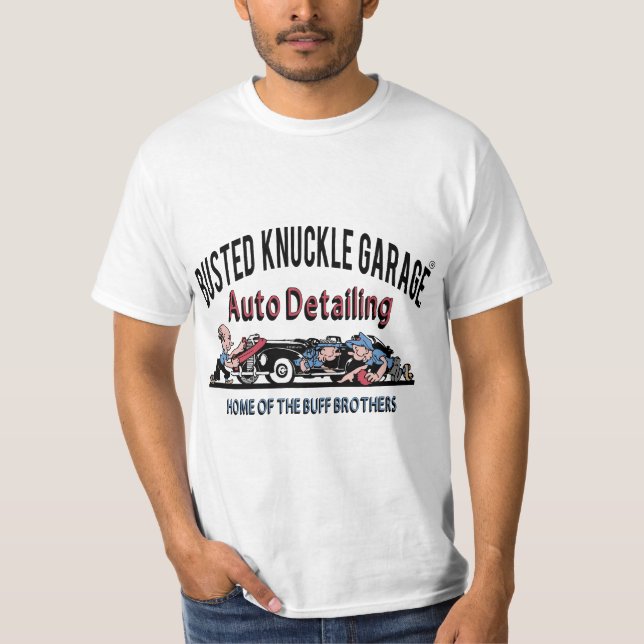 Busted Knuckle Garage AUTO DETAILING T-Shirt (Front)