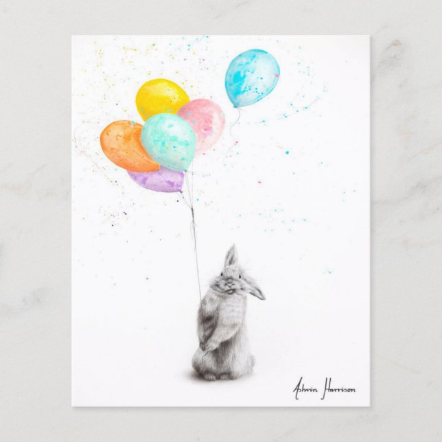 Buster and His Balloons|gift for rabbit lover Flyer (Front)