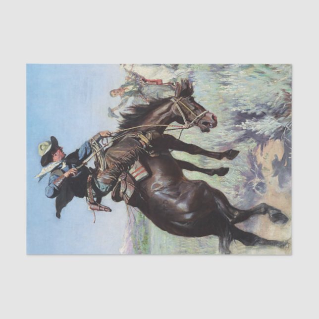 “Busting a Bronco” by W Herbert Dunton Tissue Paper (Front)