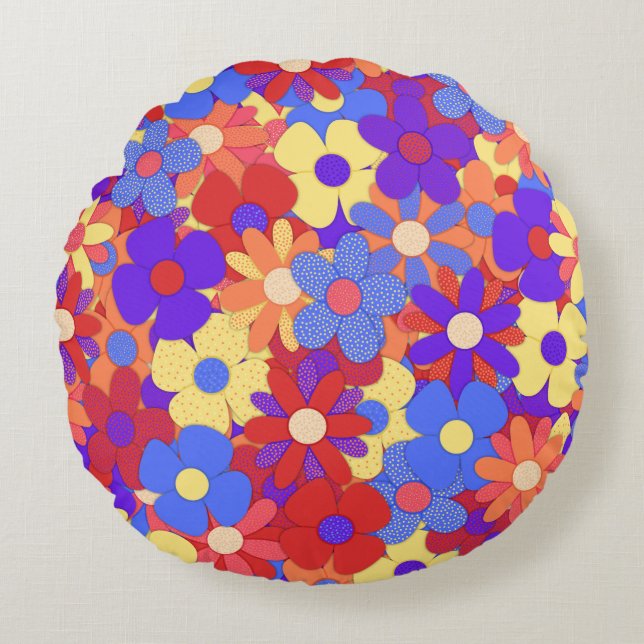 Bustling Bouquet Round Cushion (Front)