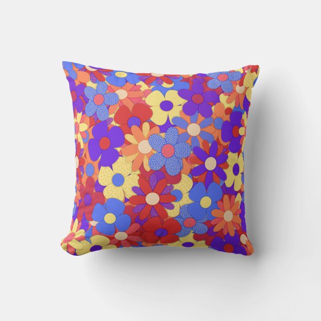 Bustling Bouquet Throw Pillow (Front)