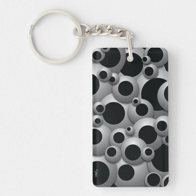 Bustling Bubbles Black Key Ring (Front)