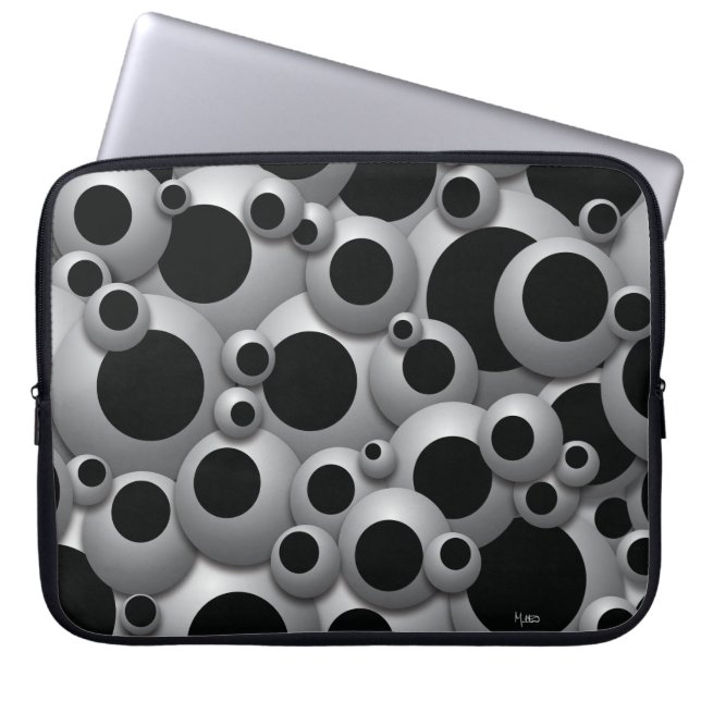 Bustling Bubbles Black Laptop Sleeve (Front)