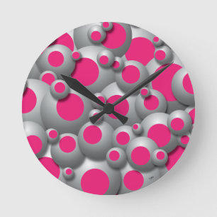 Bustling Bubbles Hot Pink Round Clock