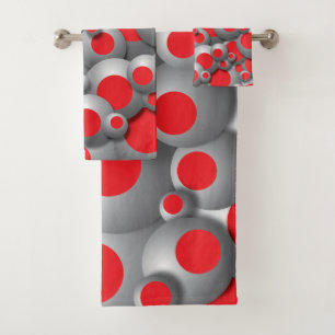 Bustling Bubbles Red Bath Towel Set