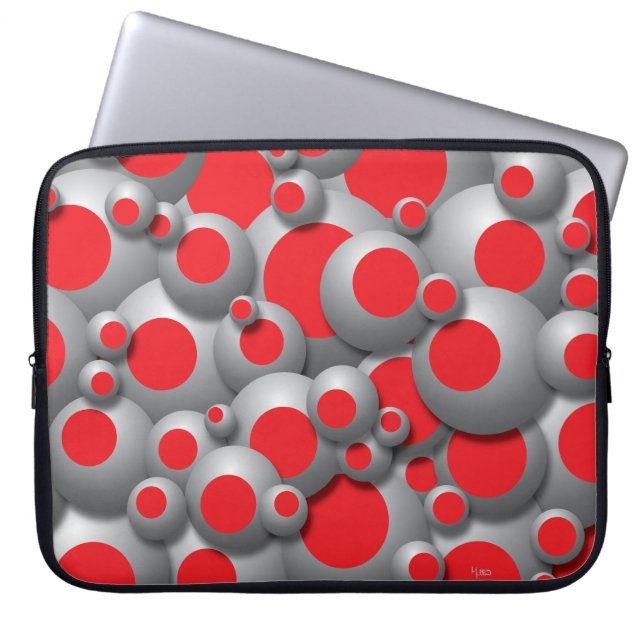 Bustling Bubbles Red Laptop Sleeve (Front)