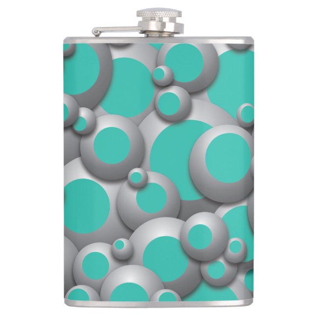Bustling Bubbles Teal Flask (Front)