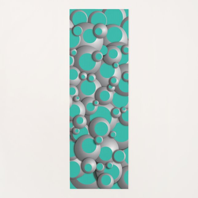 Bustling Bubbles Teal Yoga Mat (Front)