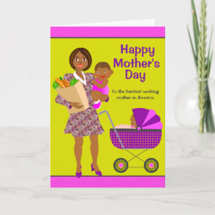 Busy African American Mum Mother's Day Card