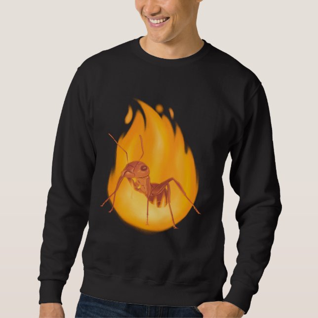 Busy ant with colourful flames  insect worker quee sweatshirt (Front)