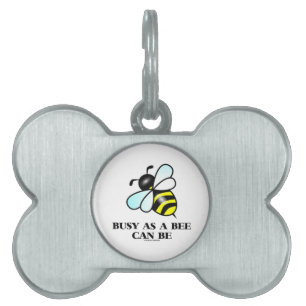 Busy As A Bee Can Be (Bee Drawing) Pet ID Tag