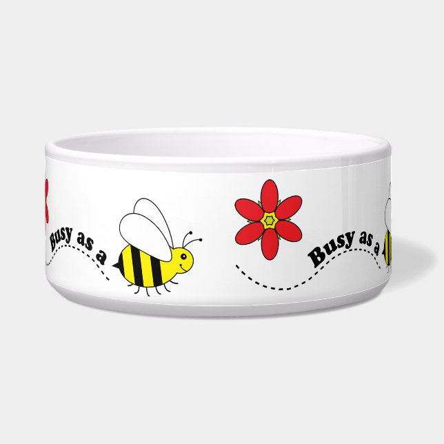 Busy as a Bee Pet Food Bowl for Dog or Cat (Front)