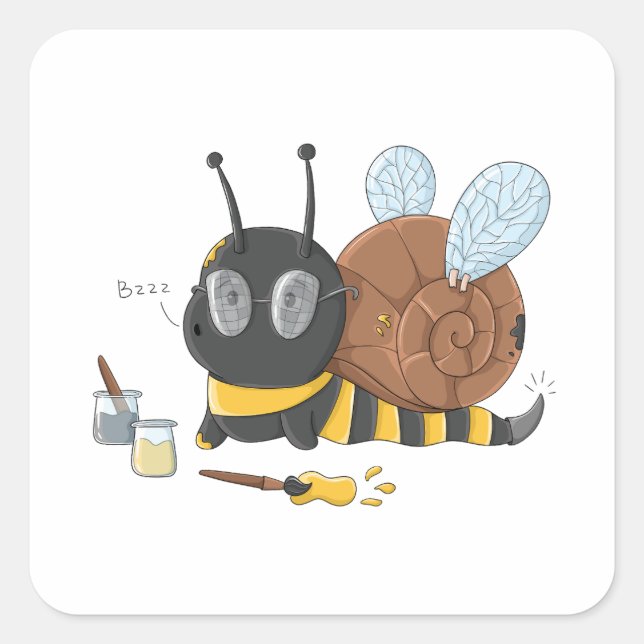 Busy as a Bee Snail Sticker (Front)
