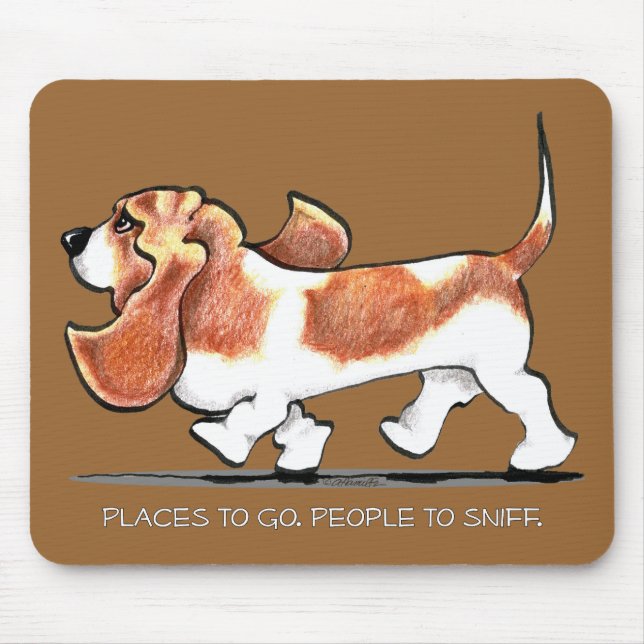 Busy Basset Hound Mouse Pad (Front)