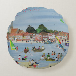 Busy Beach Round Cushion
