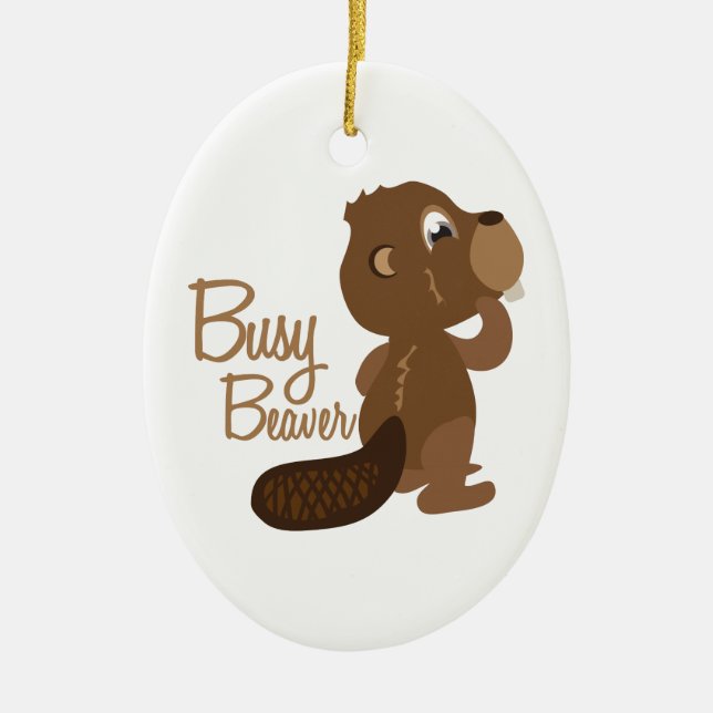 Busy Beaver Ceramic Tree Decoration (Front)