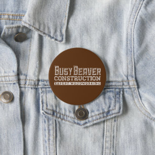 Busy Beaver Construction White Gfx 7.5 Cm Round Badge