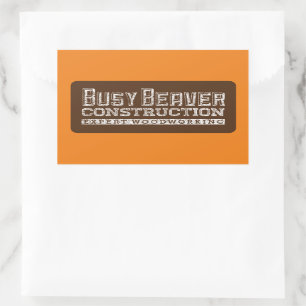 Busy Beaver Construction White Gfx Brown Orange BG Rectangular Sticker