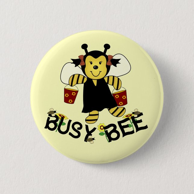 Busy Bee 6 Cm Round Badge (Front)